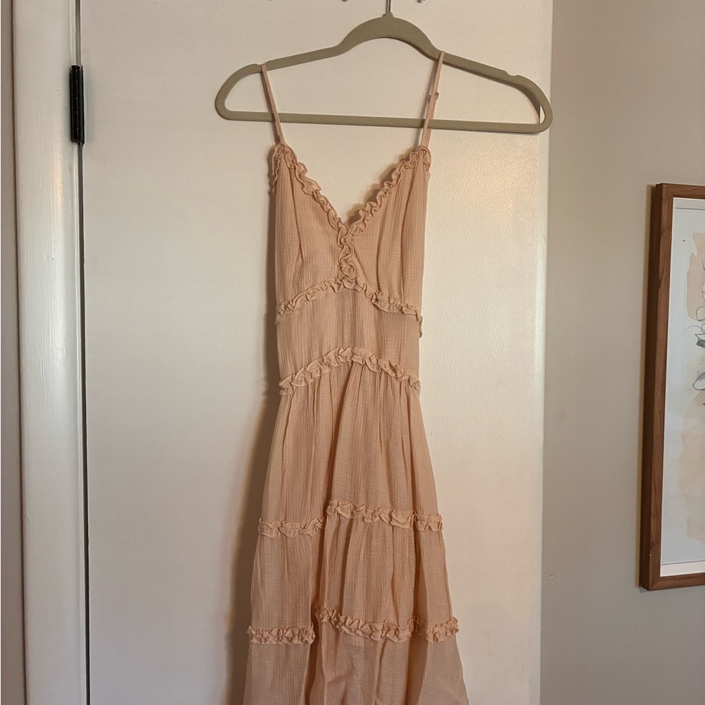 Elegant Peach Ruffle Dress